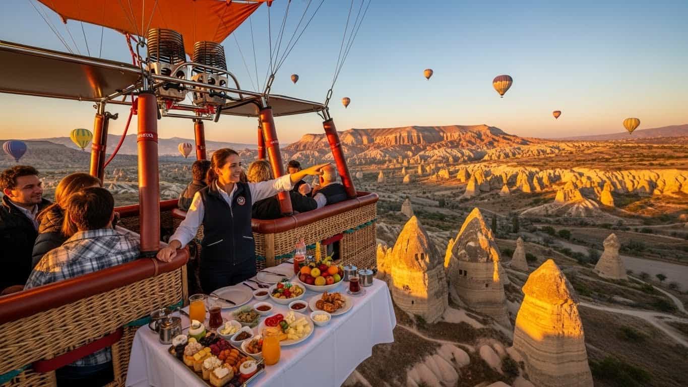 Deluxe hot air balloon ride in Cappadocia Turkey at sunrise